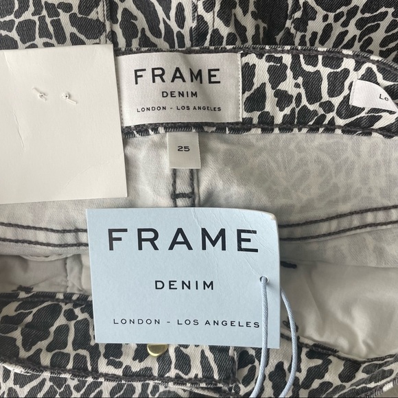FRAME DENIM NWT LE HIGH SKINNY ABSTRACT ANIMAL PRINT HIGH RISE JEANS BLACK WHITE - Picture 7 of 11